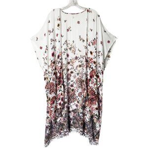 Maurices Beautiful Lightweight Paisley Floral Kimono High Low Hem Women's OS